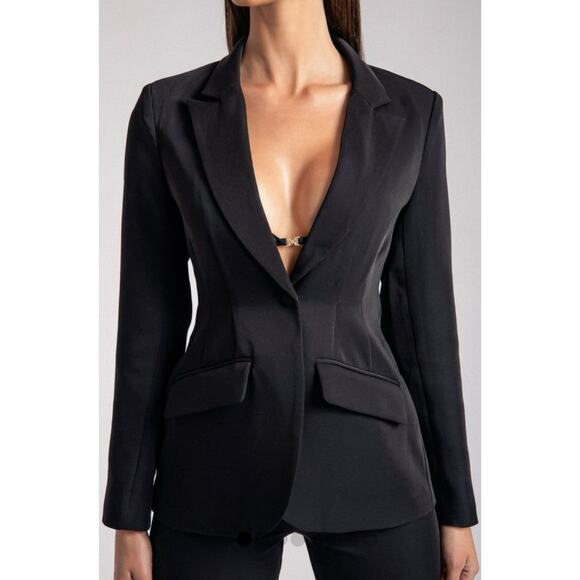 Meshki Jackets & Blazers - Meshki Helda Fitted Cinched Waist Tailored Blazers Black New Women's Sz M
